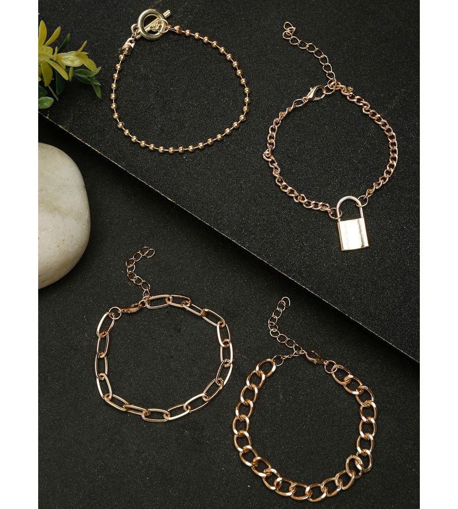 Women 4 Gold-Plated Link Bracelets